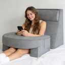 Reading Pillow Set for Adults 3-Piece - Ergonomic Back/Neck Support with Arms & Pockets - 26D High-Density Foam for Bed/Couch Reading Gaming Watching TV (Light Gray)