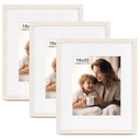 FinalFind 16x20 Picture Frame with Mat for 11x14 Set of 3, Distressed White Wood Grain 16x20 Frames for Horizontal & Vertical Wall Mounting (3 Pack,White)
