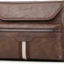 Zipper Buckle Leather Messenger Bag Crossbody Shoulder Bag Vintage Handle Bags | Zipper, Buckle, Leather, Vintage (C-dark Brown)