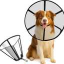 Lainergie Adjustable Soft Dog Cone Collar for After Surgery Recovery, Comfortable Pet Recovery Protective Collar for Dogs, Elizabethan Dog Neck Collar (XXL, Black)