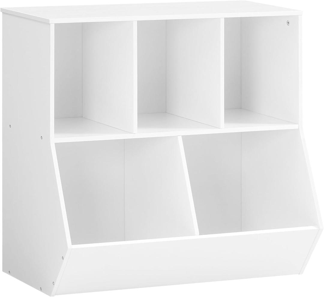HOOBRO Kids Bookshelf, Bookcase Footboard, 31.5" L Toy Storage Cubby, Children's Toy Shelf, Toy Storage Cabinet, Fit for Children's Room, Playroom, Hallway, Kindergarten, White WT328CW01, 31.5"L x 11.8"W x 29.5"H