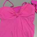 B2prity Womens Mesh Tankini Swimsuits Flowy Two Piece Bathing Suit V Neck Tie Knot Swim Top with High Waisted Bottom (X-Large, Hot Pink)