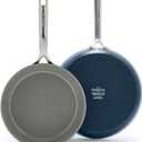 GreenPan GP5 Hard Anodized Healthy Ceramic Nonstick 9.5 & 11 2 Piece Frying Pan Skillet Set,Heavy Gauge Scratch Resistant,Stay-Flat Surface, Induction, Mirror Finish Handle,Oven Safe,PFAS-Free, Blue
