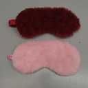 2 Pcs Plush Eye Mask Soft Sleeping Blindfold Eye Cover Comfortable Furry Faux Fur Sleeping Mask Satin Nap Night Eyeshade Cover for Women Men Gift (Pink, Red)