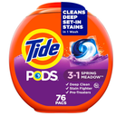 Tide PODS laundry detergent pacs, 3-in-1 Stain Remover, Odor Fighter, Color Protector, 76 Count, HE compatible, Spring Meadow Scent