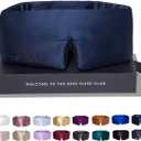 DROWSY Silk Sleep Mask - Face-Hugging, Padded Cocoon for Luxury Sleep in Total Darkness - 100% Pure Mulberry Silk, Skin-Hydrating & Adjustable (Midnight Blue)