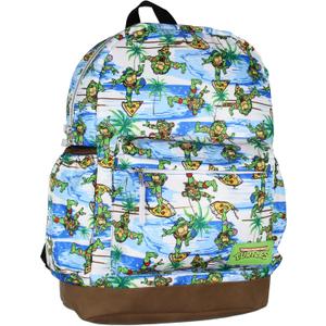 INTIMO Teenage Mutant Ninja Turtles TMNT Pizza Fun School Travel Backpack With Faux Leather Bottom 16", One Size