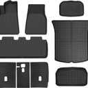 Floor  Storage  Backrest Mat  Cargo Liner Compatible with 2020-2024 2025 Model Y 5-Seats ModelsNot for JuniperAll Weather Protection 3D Waterproof Durable Anti-Slip Custom-fit Accessories