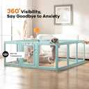Clear Acrylic Dog Playpen Indoor, Puppy Cat Small Pet Play Pen, Pet Cat Playpen for Rabbits, Dog Fence Crate Kennel Whelping Cage (Green, 10 Panel)