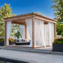 NICETOWN Outdoor Mosquito Netting for Patio, 2 Panels Waterproof Mosquito Shield for Porch/Canopy/Gazebo/Balcony, Outdoor Sheer Curtains Tulle Drapes with DIY Adjustable Length, White, W59 x L84 in