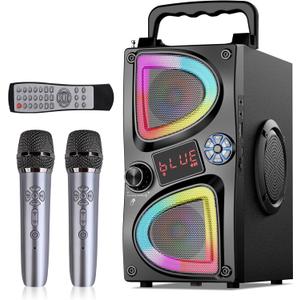 Bluetooth Speaker, 60W(Peak) Wireless Portable Bluetooth Speakers, Beat-Driven Lights, Loud Stereo Small Party Speaker with Double Woofer, Speakers with Two Microphone for Outdoor, Garage, Camping