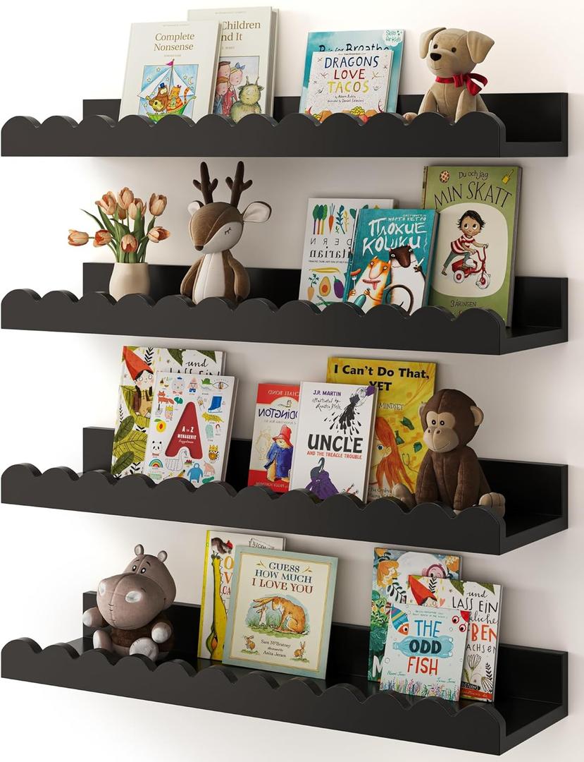 Shario Nursery Shelves (Black, 16.5 Inches)