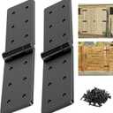 Heavy Duty Gate Hinges, 270 Adjustable Fold-Flat Hinges for Wooden Fence, Barn Door, Shed & Outdoor Gates(2, Black)