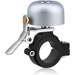 Greallthy Bike Bell Classic Brass Bicycle Bell,Bike Bells for Adults Kids, Loud Retro Bell for Road & Mountain Bikes, Universal Handlebar Fit (Silver)