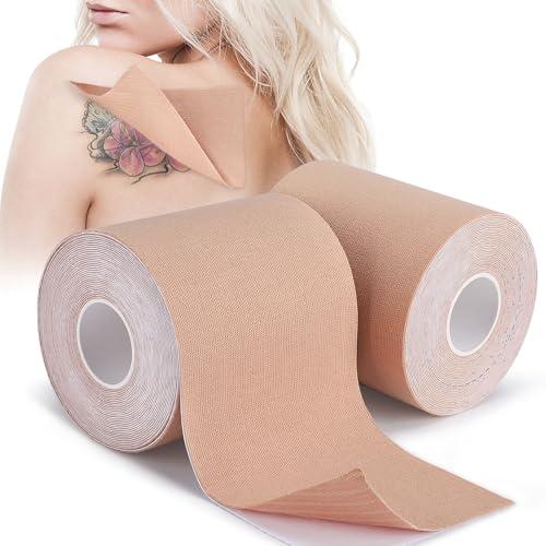 2 Rolls Tattoo Cover Up Tape, 3"x16.4ft Tattoo Cover Up Patches Water-Resistant & Sweat-Resistant, Cuttable Skin Tone Tattoos Patches to Coverup Tattoos Concealer Scars & Birthmarks Sticker, Light Tan