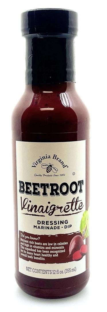 4 x Virginia Brand Beetroot Vinaigrette Dressing Marinade and Dip, 12 ounce bottle, (EXP 02/21/26)