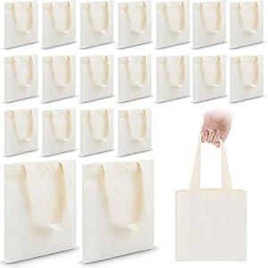Amylove 150 Pcs Mini Tote Bag Sublimation Blank Canvas Tote Bags Reusable for Grocery Shopping, DIY, Easter Party Favor Gift Bags (10 x 10 Inch, Natural Color)