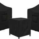 SIRUITON 3 Piece Outdoor Veranda Patio Garden Furniture Cover Set with 600D Durable and Water Resistant Fabric,Fit for Outdoor Wicker Patio Furniture Sets/Rattan Chair Conversation Sets-Balck