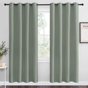 NICETOWN Greyish Green Blackout Curtains 78" Long for Office, Dining Room, Guest Room, Sound Reducing Heat and Cold Block Curtain Panels for Modern Decorative (55" Wide, 2 Pieces)