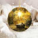 2 x Nativity Christmas Ornament 2025  Baby Jesus in Manger Under Bright Star  Religious Christian Christmas Decoration  Faith-Based Ornament for Families, Church Gifts, Catholic & Christian Dcor