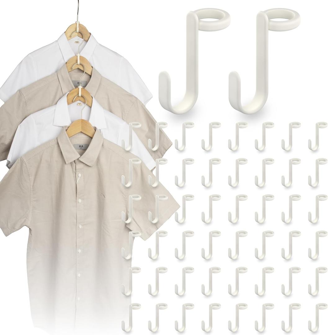 50PCS Hanger Connector Hooks,Space Saving Hangers for Clothes.Hanger Hooks Space Saver. Closet Hangers Connector Hook. College Dorm Essentials,Closet Organizers and Storage