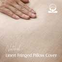 Foindtower Decorative Linen Fringe Throw Pillow Covers Cozy Boho Farmhouse Cushion Cover with Tassels Soft Accent Pillowcase for Chair Sofa Bed Living Room Home Decor, 1616 Inch, 1PC,Tan Beige (Semolina)