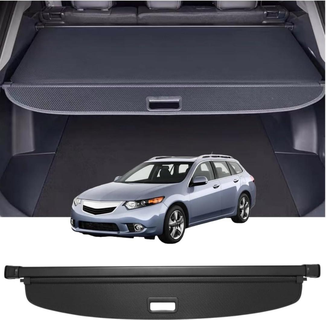 Retractable Cargo Cover Compatible with Acura TSX Sport Wagon 2011-2014 Shield Security Shade Privacy Screen Tonneau Luggage Cargo Trunk Organizers (Carbon Fiber Texture)