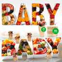 12" Baby Letters for charcuterie Board and fillable Letters for Food, Safe Baby Shower Food Display, Paper charcuterie cups with food pick, 6 Pcs Letter Food Trays for Party from Paper Mache Letters