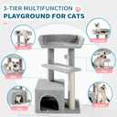 Made4Pets Cat Tree, Carpet Cat Tower Grey for Indoors Cats, Cute Wood Kitty Condo with Scratching Post and Pad, 29" Multi-Level Modern Activity Climbing Furniture for Small and Medium Cats