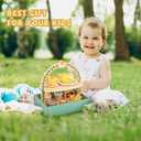 Wooden Tea Party Set for Little Girls,Kids Tea Set with Cookies & Cake Stand, Play Kitchen Accessories Wooden Pretend Play Food Toys for Girl Boy Birthday Gift