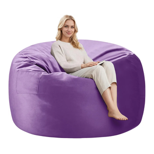 5FT Bean Bag Chairs,Comfy Beanbags Giant Bean Bags Chairs with Memory Foam Filling,Beanbag Chairs for Adults,Machine Washable Cover,Lazy Sofa for Gamming Room,Living Room & Bedroom,Purple