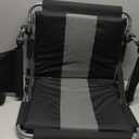 LET'S CAMP Folding Stadium Seat Bleacher Chair with Cup Holder, Mesh Bag and Hide Hooks, Portable Stadium Chair with Back and Cushion (Black Grey)