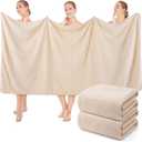 SmoothNovelty 2 Pack Bath Sheets 40 x 80 Inch Oversized Jumbo Extra Large Towels Quick Dry Coral Fleece Absorbent Soft Lightweight XL Shower Towels for Home Gym Travel Beach Spa Pool Hotel (Beige)