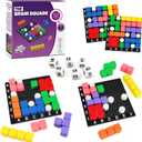 4 Players STEM Puzzle Game The Brain Square with 160000+ Solutions Pattern Matching Blocks Brain Teaser Toy Roll Dice & Race Your Opponent to Fill Grid for Kids Birthday Graduation