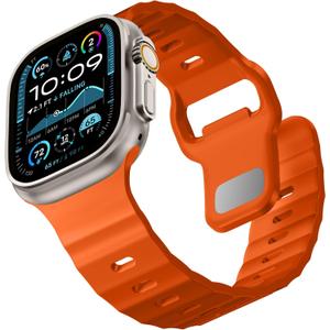 Bandletic FKM Fluoroelastomer Strap for iWatch Ultra 2 Bands for Men 49mm, Soft Durable Sport Band Compatible with Apple Watch Series 10 (46mm), 9/ 8/ 7 (45mm), SE2/ SE/ 6/ 5/ 4 (44mm), 3/ 2/ 1 (42mm), Orange
