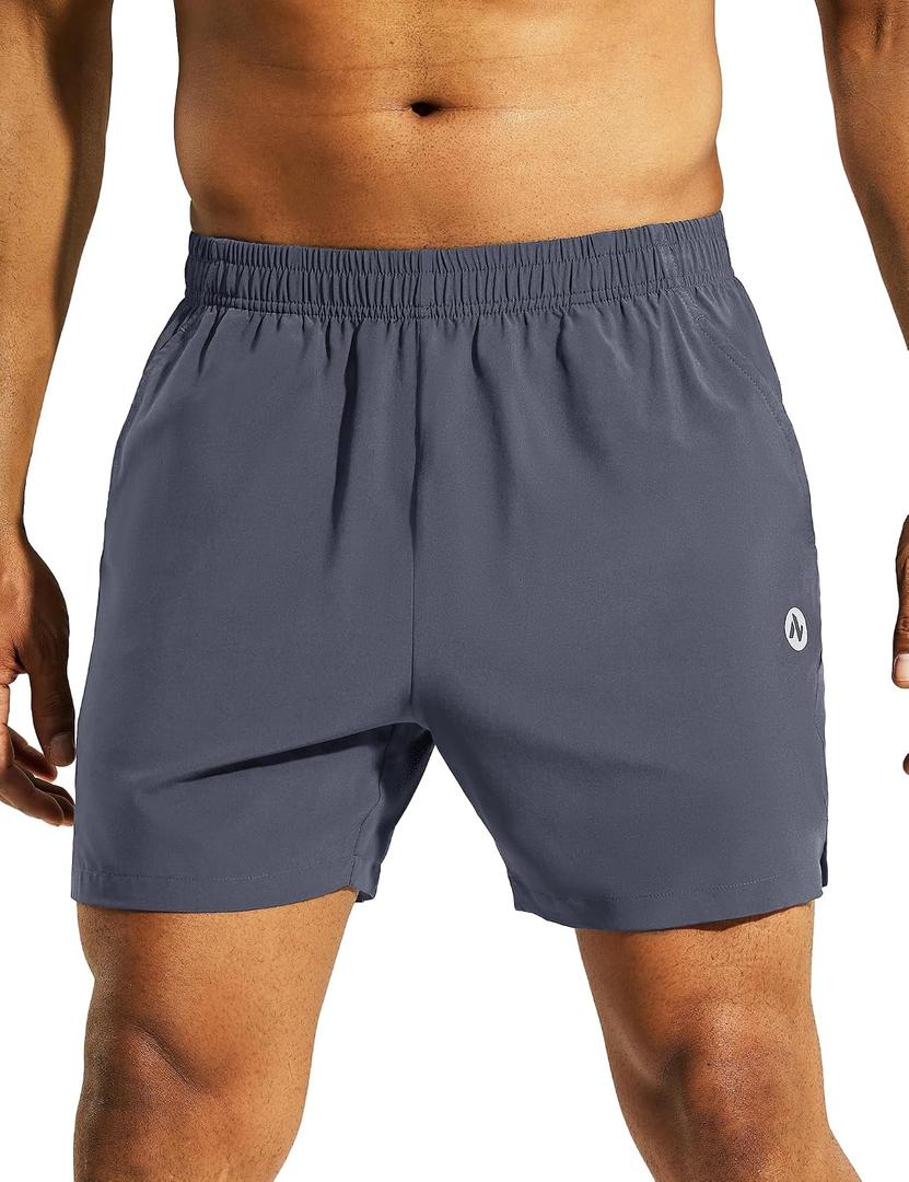Nepest Men's 5 Athletic Running Shorts with Pockets, Lightweight Quick Dry Gym Workout Training No Liner Shorts (XL)