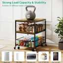 Hadulcet Mini Fridge Stand with Storage, Heavy Duty Rolling Fridge Table, 3-Tier