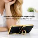 Genuine Leather Case for Samsung Galaxy Z Flip, Military-Grade Drop Protection, Hinge Protection Cover with Ring Kickstand, Gold Trim (Black, Z Flip5)