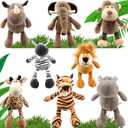8 Pieces 11 Inch Jungle Animal Plush Toys Plush Lion Elephant Zebra Giraffe Tiger Monkey Rhino Hippopotamus Safari Stuffed Animals Set for Jungle Safari Zoo Theme Parties