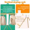 Heavy-Duty Wooden Tripod Clothes Drying Rack, 16 Rods, Large Capacity, 360 Airflow Umbrella Dryer, Foldable Space-Saving Floor Stand for Indoor Outdoor Use