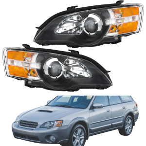 labwork Headlight Assembly Replacement for Legacy Outback 2005-2007 Headlights Halogen Black Projector Set Driver and Passenger Side