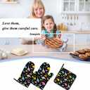 Colorful Dinosaur Oven Mitts and Pot Holders Sets Cute Animal Cartoon Heat Resistant 3pcs for Cooking Baking BBQ