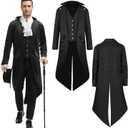 Steampunk Jacket Men Renaissance Tailcoat Medieval Costume Halloween Costumes for Mens (3X-Large, Black)