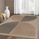 Lahome Modern Rainbow Easy Jute Rug, Washable 5x7 Area Rugs for Living Room Black Farmhouse Dining Room Rug, Contemporary Natural Throw Mat Non Slip Floor Carpet for Office RV Patio (4'11" x 6'11" (Rectangular), Nature)