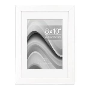 Boarding 8x10 Picture Frame,Display 5x7 Photo with Mat or 8x10 Picture Without,Photo Frame for Wall & Tabletop Display,White,1 Pack