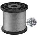 Wire Rope, 1/16 Steel Wire, Stainless Steel 304 Cable, 328FT Length Aircraft Cable with 100pcs Sleeves Stops, 7x7 Strand Core, 368 lbs Breaking Strength Perfect for Outdoor,Yard,Garden or Crafts