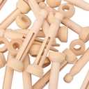 120 PCS Wood Doll Pins with Stand - Unfinished Clothespins, Decorative Clothespins and Wooden Round Peg for Painting, Fit for Painting and Doll Ornaments