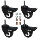 AAGUT 4 Pack 2" Swivel Stem Casters with Brake Lock M8x25mm Stem Caster Heavy Duty PU Rubber Castors, Nuts Included