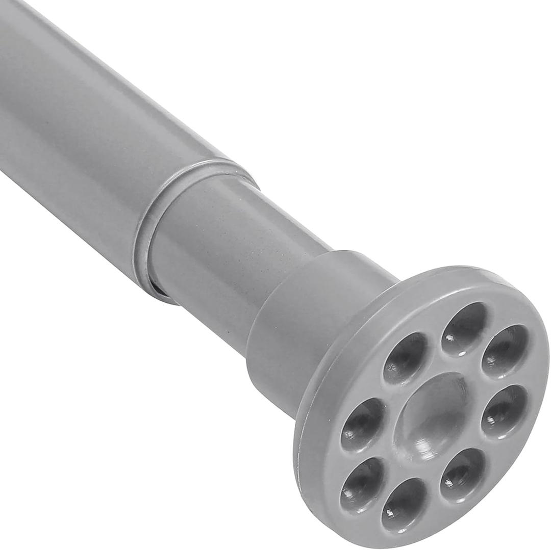 Grey Shower Curtain Rod 28"-77", Never Rust Anti-Slip Adjustable Tension Curtain Rods No Drilling, Heavy Duty Spring Enlarged Diameter 1" Tension Rod for Bathroom/Closet/Room Divider