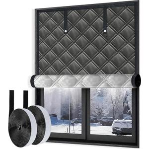 Window Insulation for Winter Draft Dlocker Adjustable Max Up To 59*79" Windows Insulation Kit Fit Most Indoor Room RV Curtains 3 Layers Heavy-Duty Cold Weather Curtain Window Cover Film Velcro Install